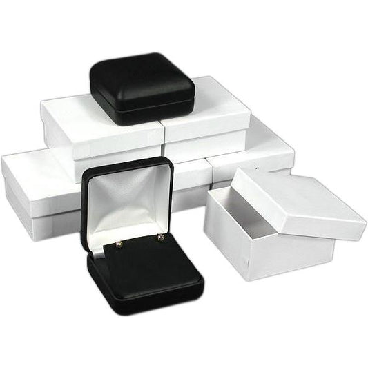 6 Pendant Boxes Black Leather Jewelry Gift Display Box