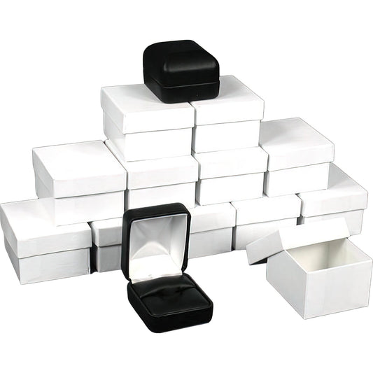 Black Faux Leather Jewelry Ring Box Showcase Display Kit