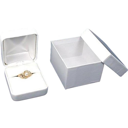 Ring Gift Box White Faux Leather 1 7/8" (Only 1 Box)