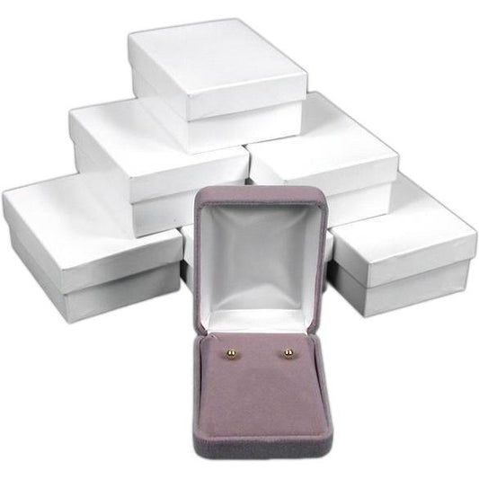 6 Gray Velvet Pendant Earring Boxes Gift Case Displays