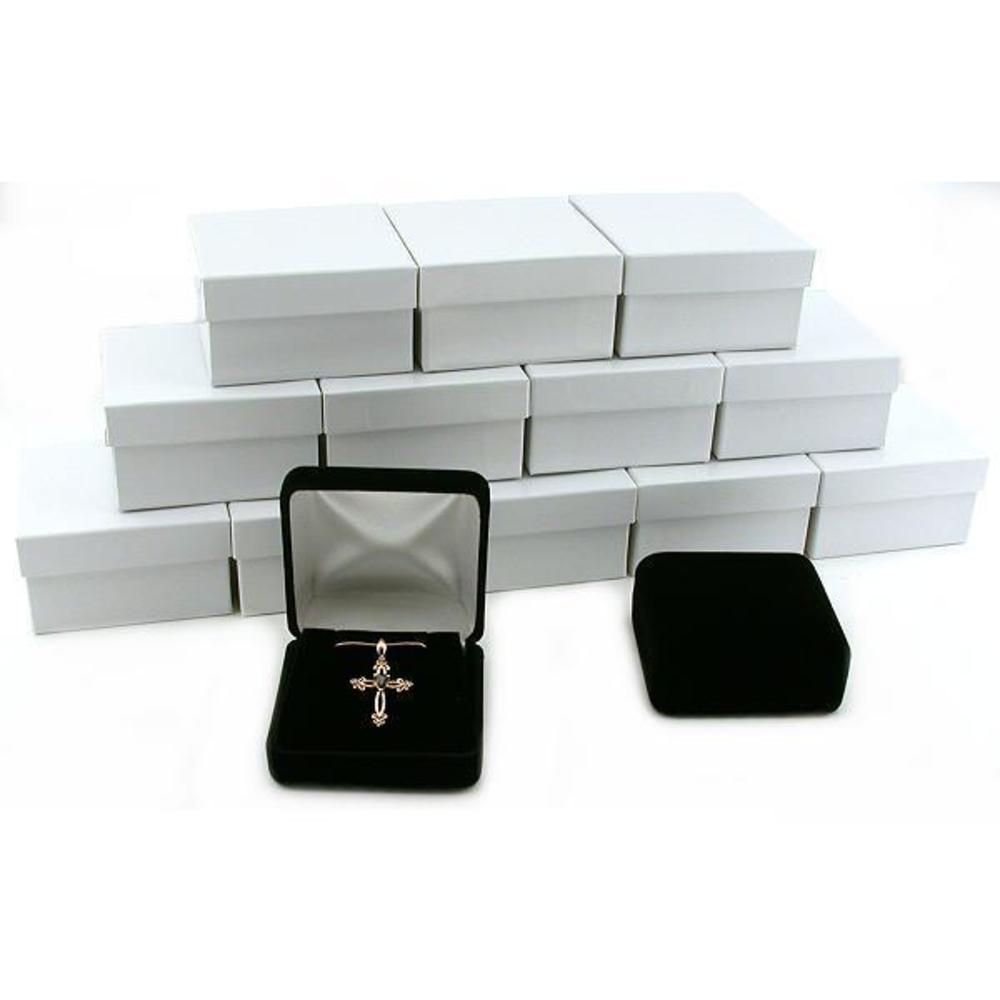 12 Black Velvet Pendant Boxes Jewelry Case Gift Display