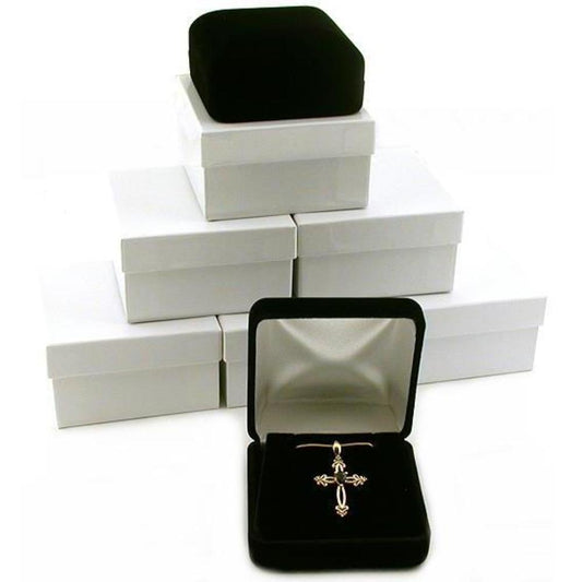 6 Black Velvet Pendant Boxes Jewelry Case Gift Display