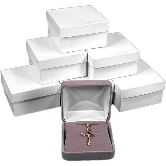 6 Gray Velvet Pendant Box Jewelry Showcase Gift Display