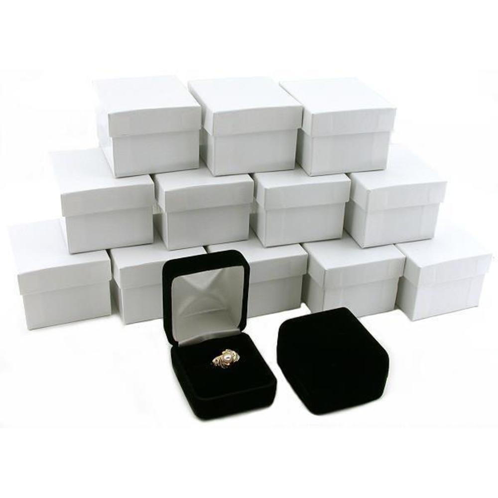 12 Black Velvet Ring Gift Boxes Jewelry Counter Displays