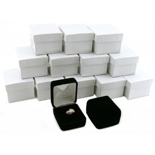 12 Black Velvet Ring Gift Boxes Jewelry Counter Displays