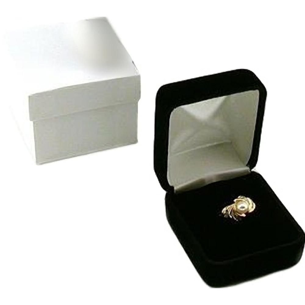 12 Black Velvet Ring Gift Boxes Jewelry Counter Displays