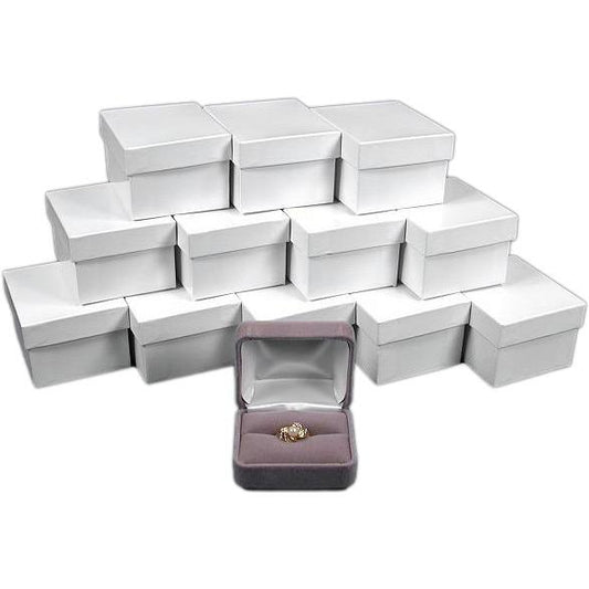 12 Double Ring Boxes Gray Velvet Jewelry Gift Display